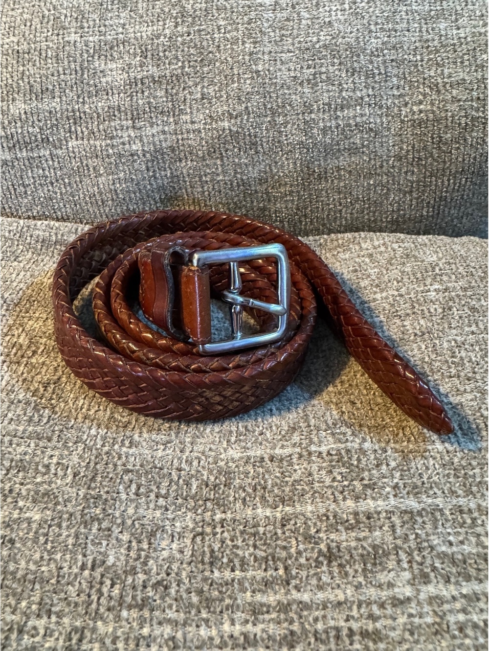 COACH Men's Brown Braided Woven Leather Belt Size 36 / 90cm unisex